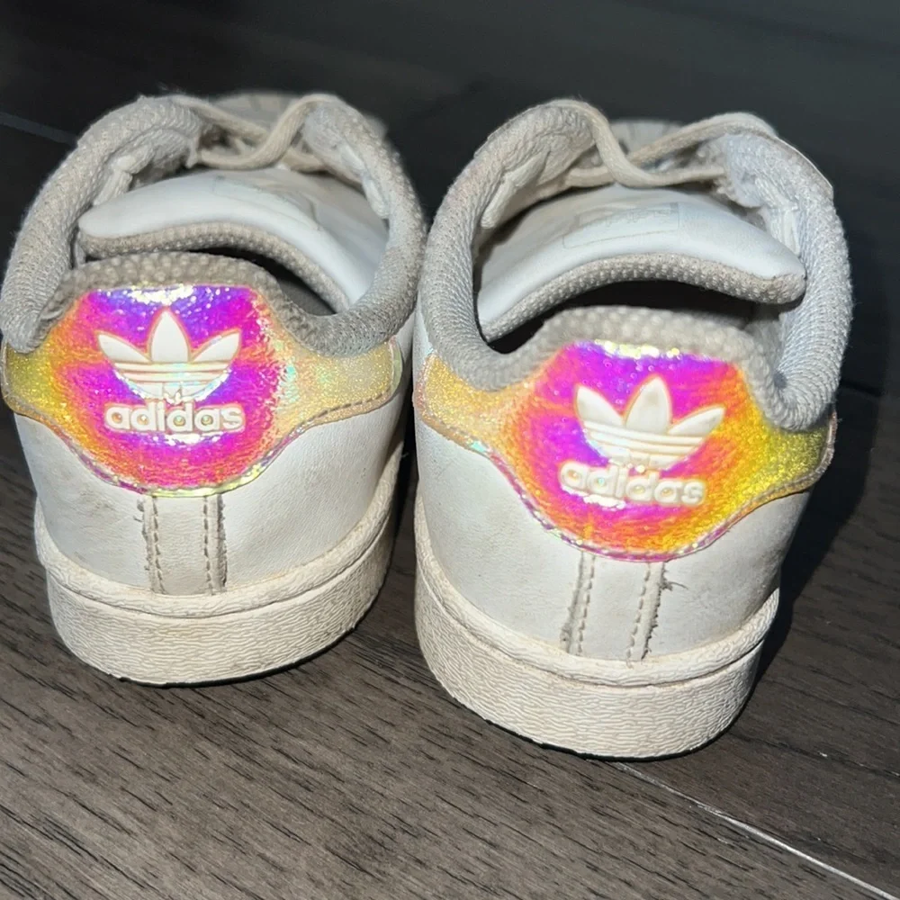 Toddler Adidas lace up iridescent sneakers